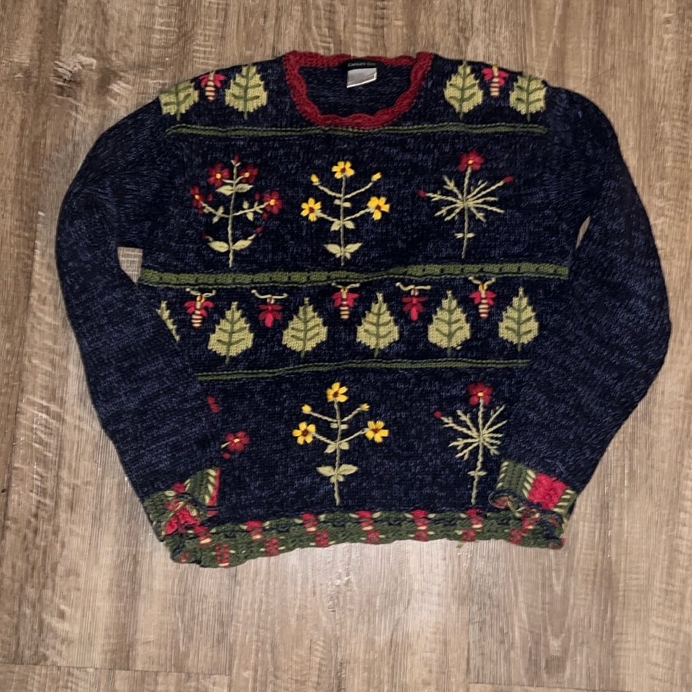 Vintage Eagle Eye Leaf and Flower Sweater